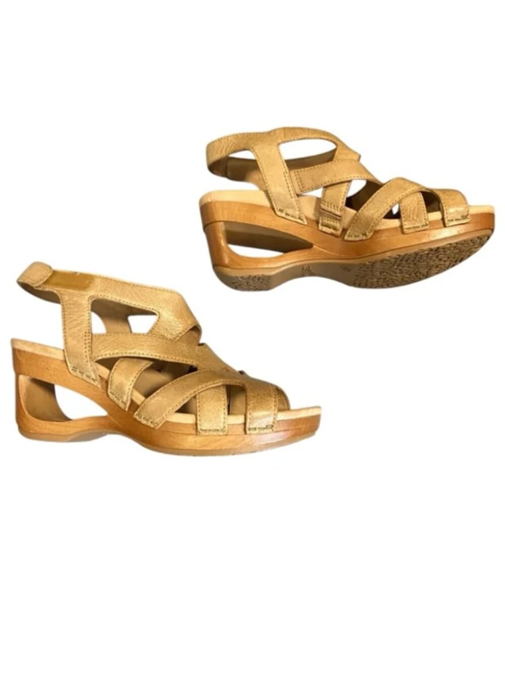 Dansko Leather Strappy Sandals 2.75 Inch Heel Size 8